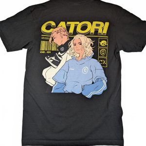 Catori Anime Graphic T Shirt Streetwear Cartoon Print Black Mens Medium
