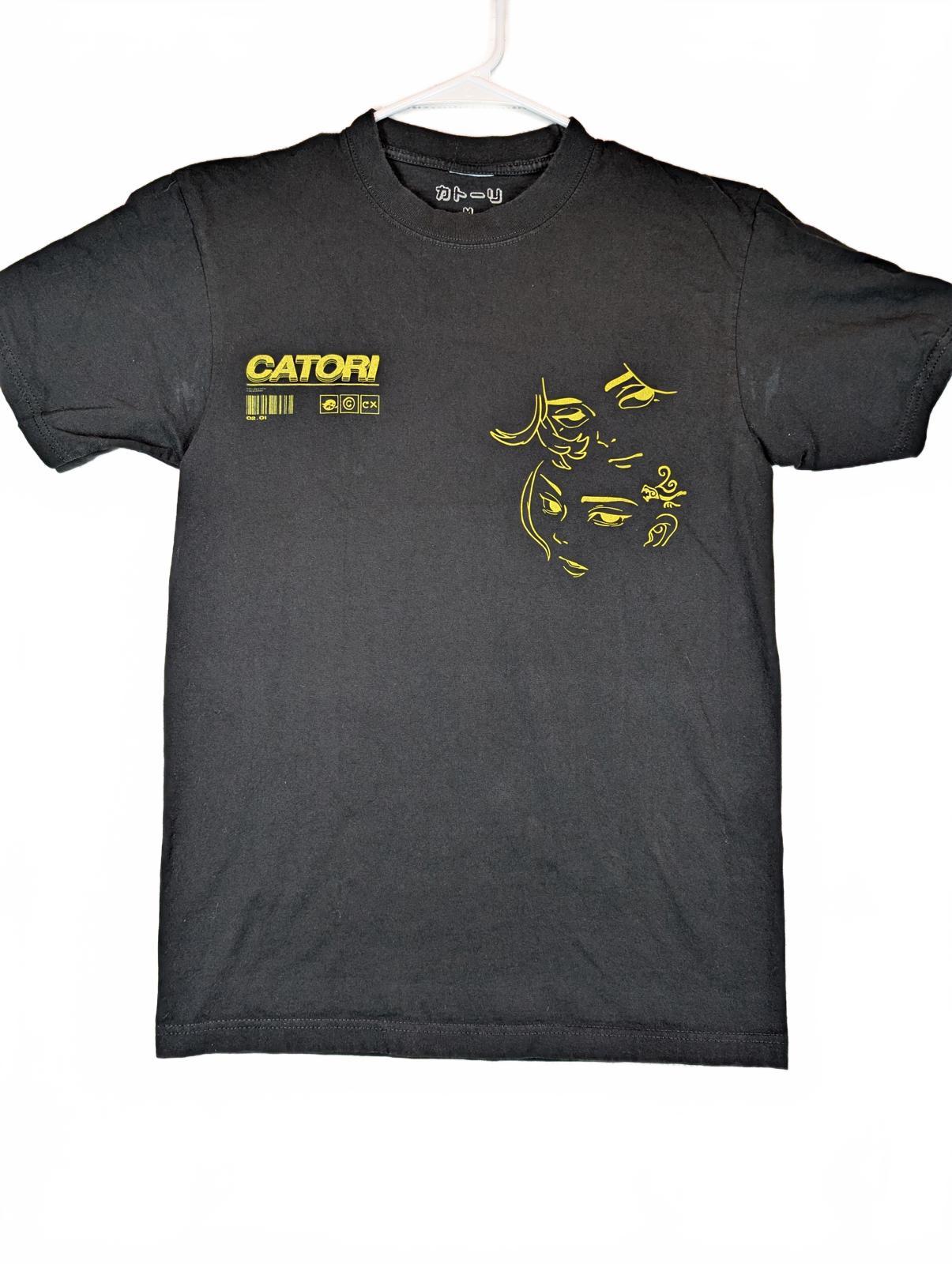 Catori Anime Graphic T Shirt Streetwear Cartoon Print Black Mens Medium - Image 2