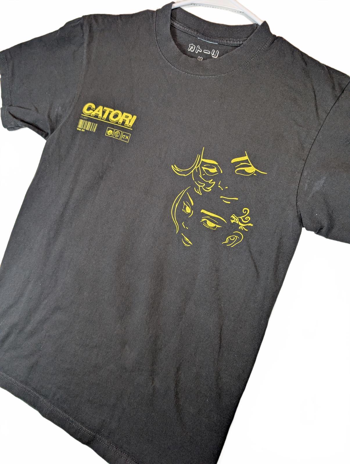 Catori Anime Graphic T Shirt Streetwear Cartoon Print Black Mens Medium - Image 3