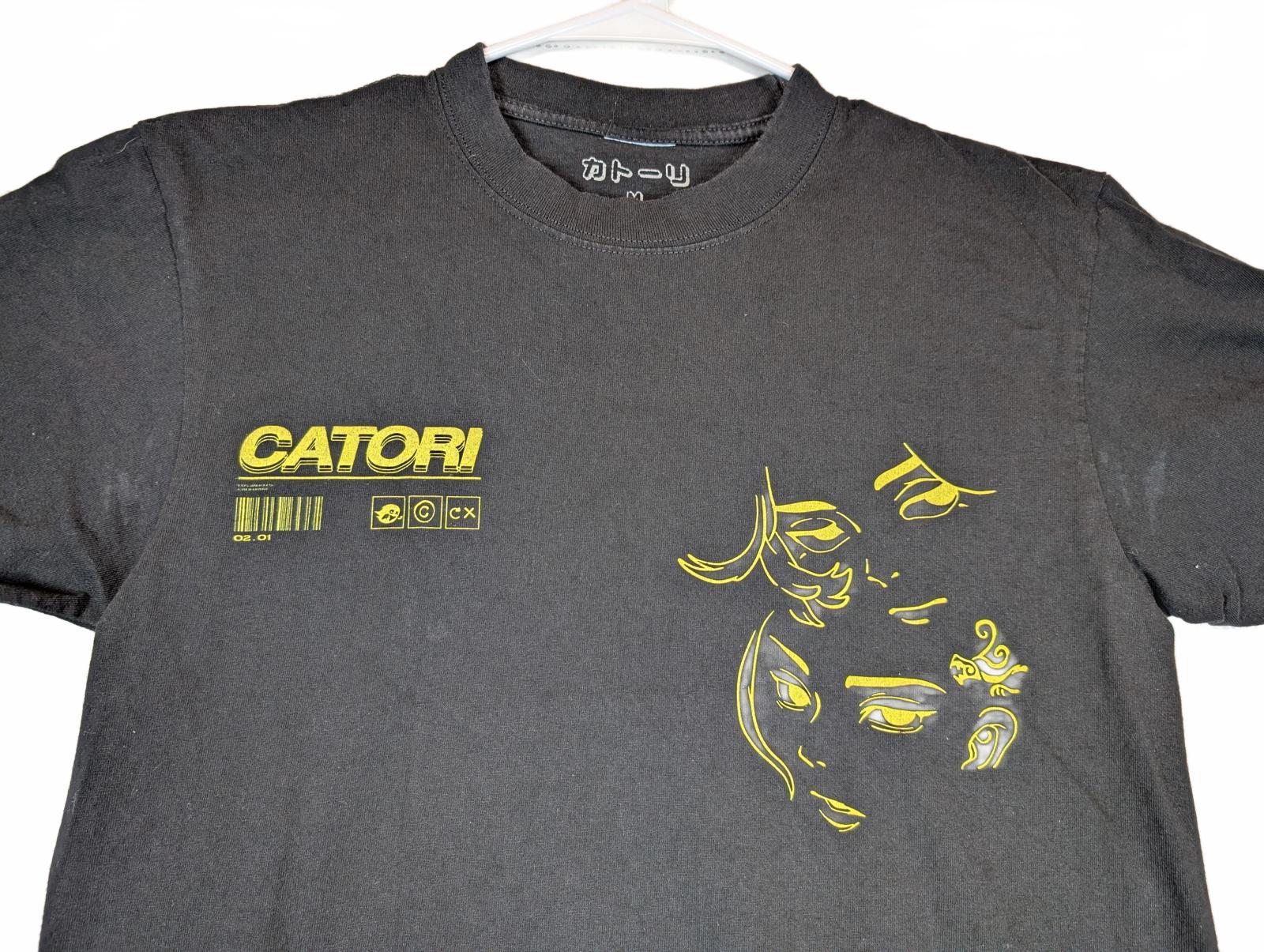 Catori Anime Graphic T Shirt Streetwear Cartoon Print Black Mens Medium - Image 4