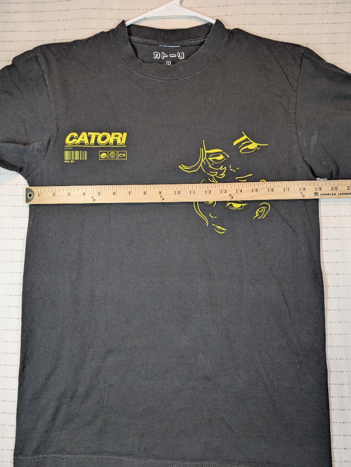 Catori Anime Graphic T Shirt Streetwear Cartoon Print Black Mens Medium - Image 6