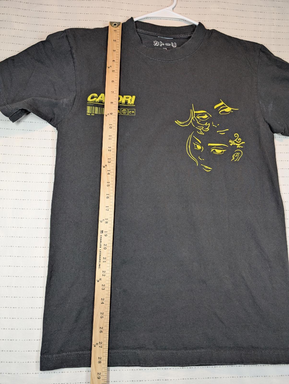 Catori Anime Graphic T Shirt Streetwear Cartoon Print Black Mens Medium - Image 7