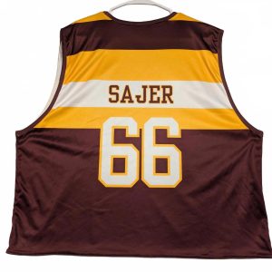 Power-Tek Striped Lacrosse Jersey Number 66 Custom Sajer Sleeveless Mens XL