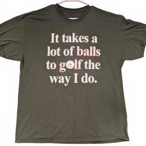 Hacker Humor Golf Balls Graphic Green Short Sleeve T-Shirt Mens XL