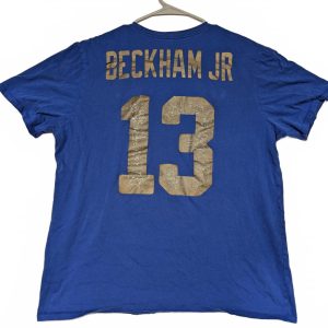Nike New York Giants Beckham Jr 13 Blue NFL Graphic Short Sleeve T-Shirt Men XL