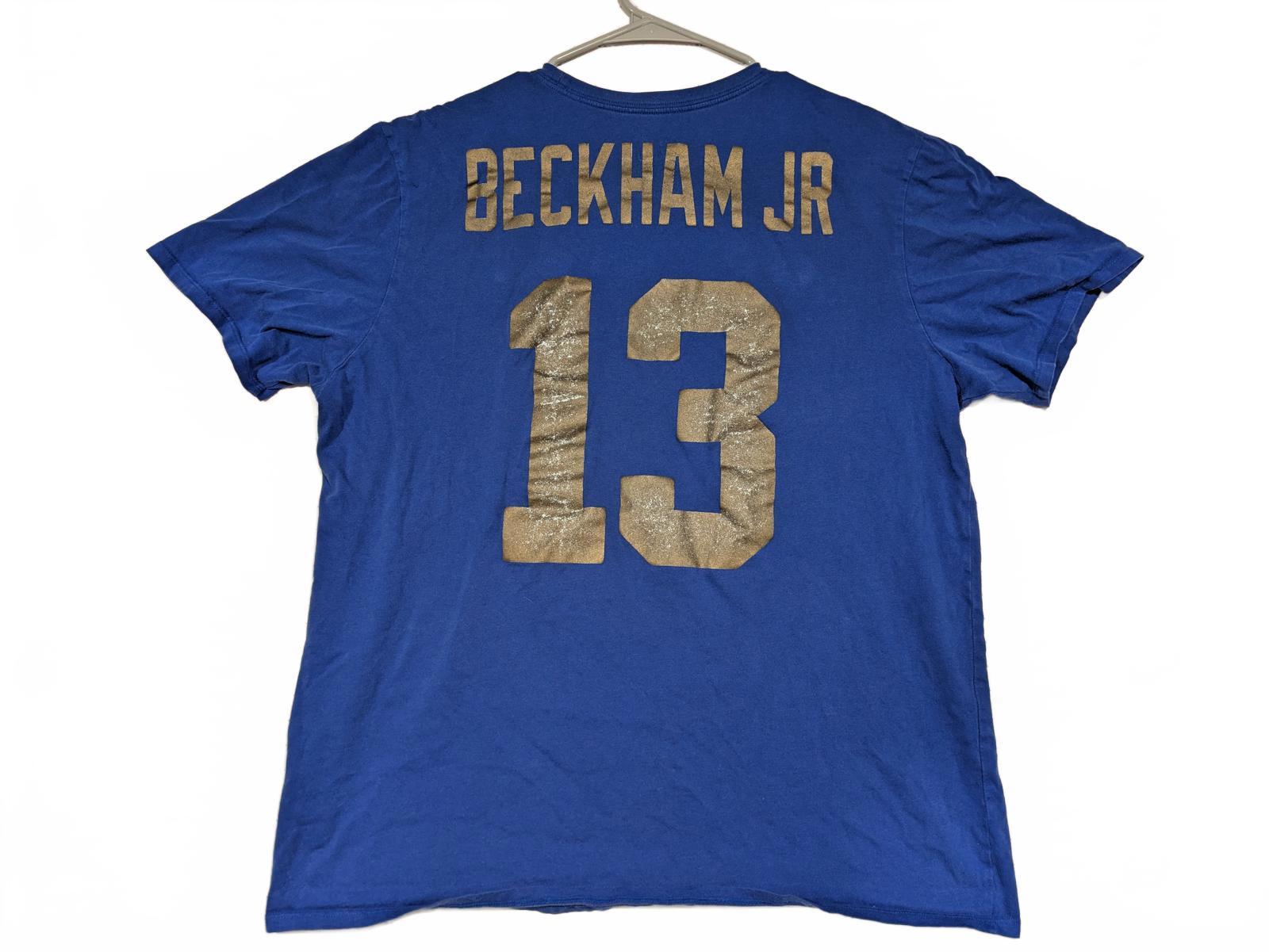 Nike New York Giants Beckham Jr 13 Blue NFL Graphic Short Sleeve T-Shirt Men XL
