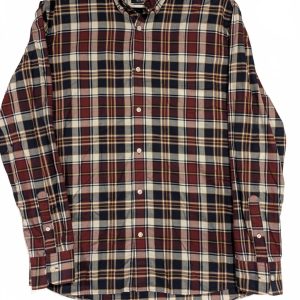 1901 Classic Fit Plaid Button Down Shirt Burgundy Navy Check Mens XL Cotton