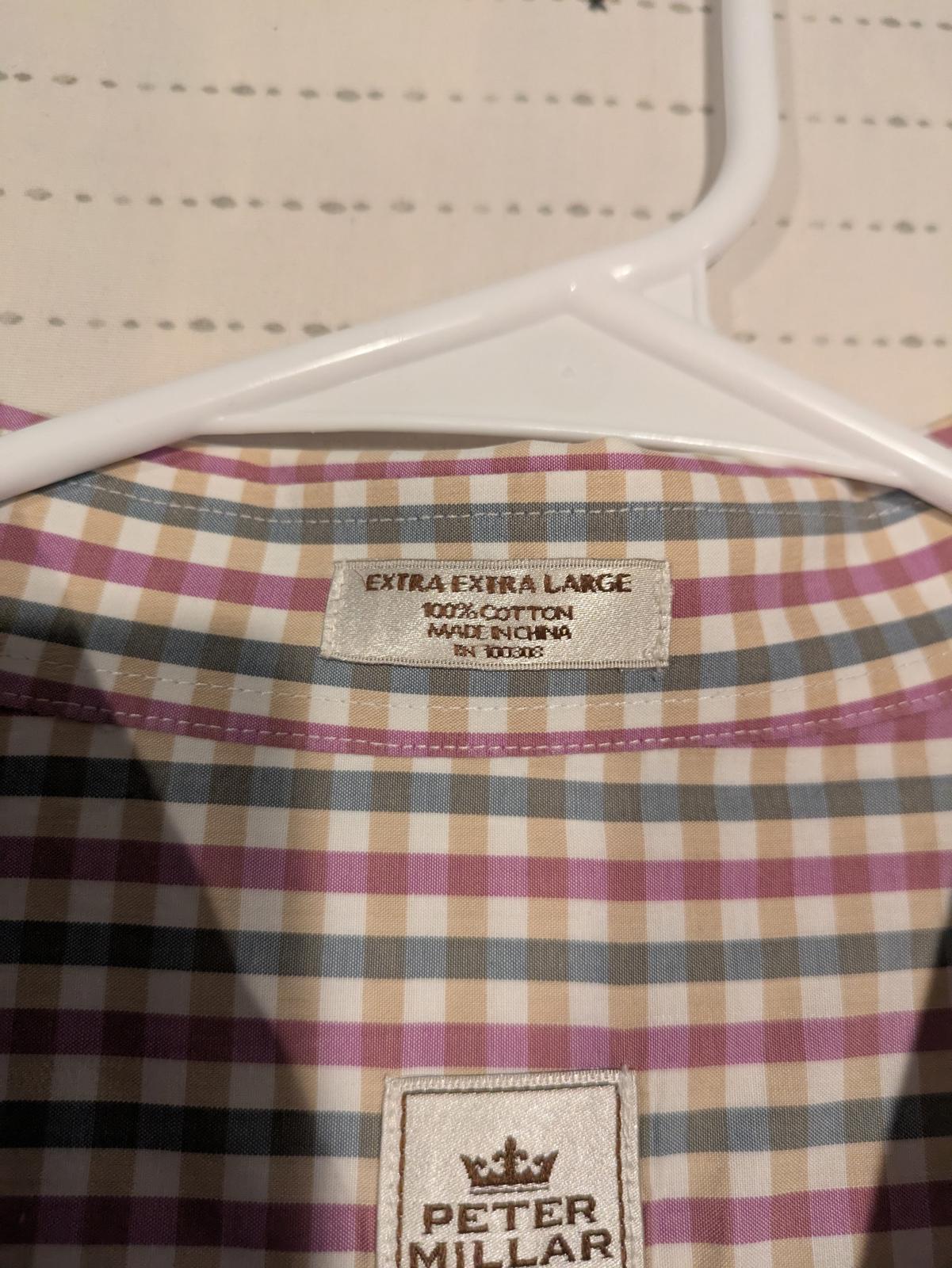 Peter Millar Casual Collared Checkered Long Sleeve Golf Shirt Mens XXL 100% Cott - Image 6