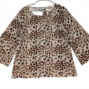 Jay Godfrey Stylish Jay Leopard Print Blouse Bell Sleeves Womens Medium