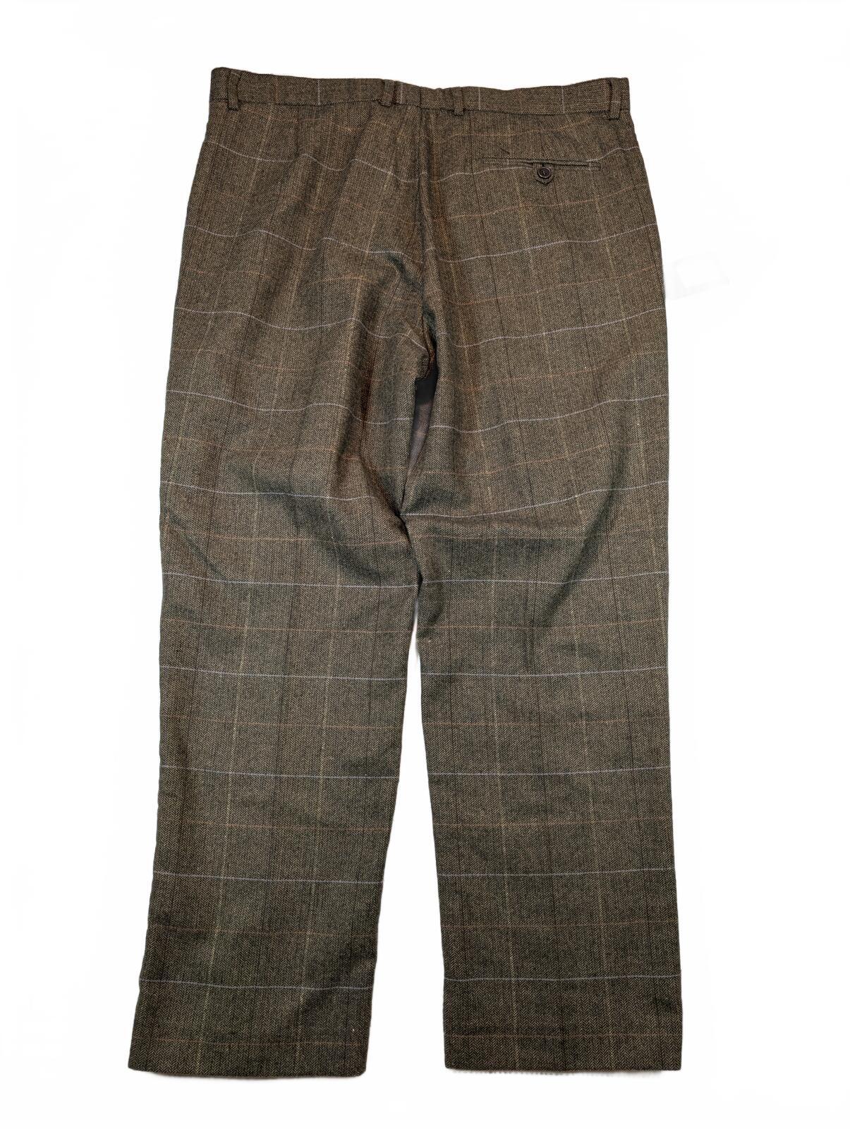 Greenwoods Premium Tailored Herringbone Plaid Wool Blend Dress Pants Mens 38x29 - Image 3