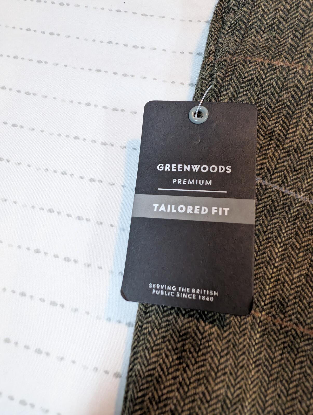 Greenwoods Premium Tailored Herringbone Plaid Wool Blend Dress Pants Mens 38x29 - Image 5