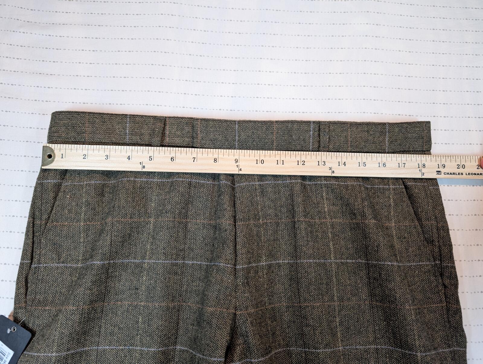 Greenwoods Premium Tailored Herringbone Plaid Wool Blend Dress Pants Mens 38x29 - Image 7