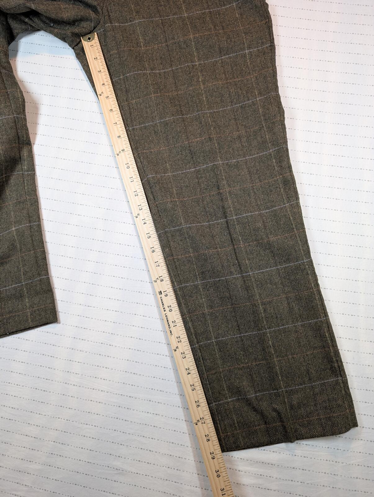 Greenwoods Premium Tailored Herringbone Plaid Wool Blend Dress Pants Mens 38x29 - Image 8