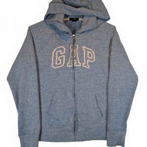 Gap Logo Heathered Blue Full Zip Embroidered Sweatshirt Hoodie Womens Small