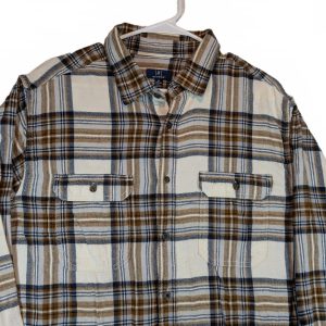 George Plaid Flannel Button Front Dual Pocket Long Sleeve Shirt Mens XL