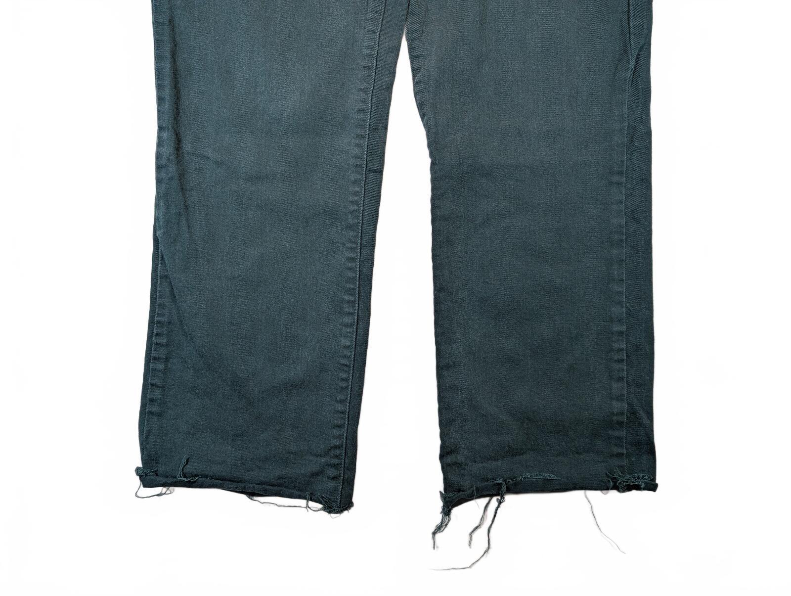Levi's 505 Straight Faded Dark Wash Raw Hem Cropped Denim Jeans Mens Size 30x28 - Image 3