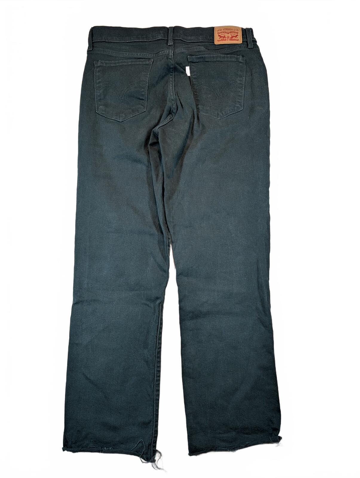 Levi's 505 Straight Faded Dark Wash Raw Hem Cropped Denim Jeans Mens Size 30x28 - Image 4
