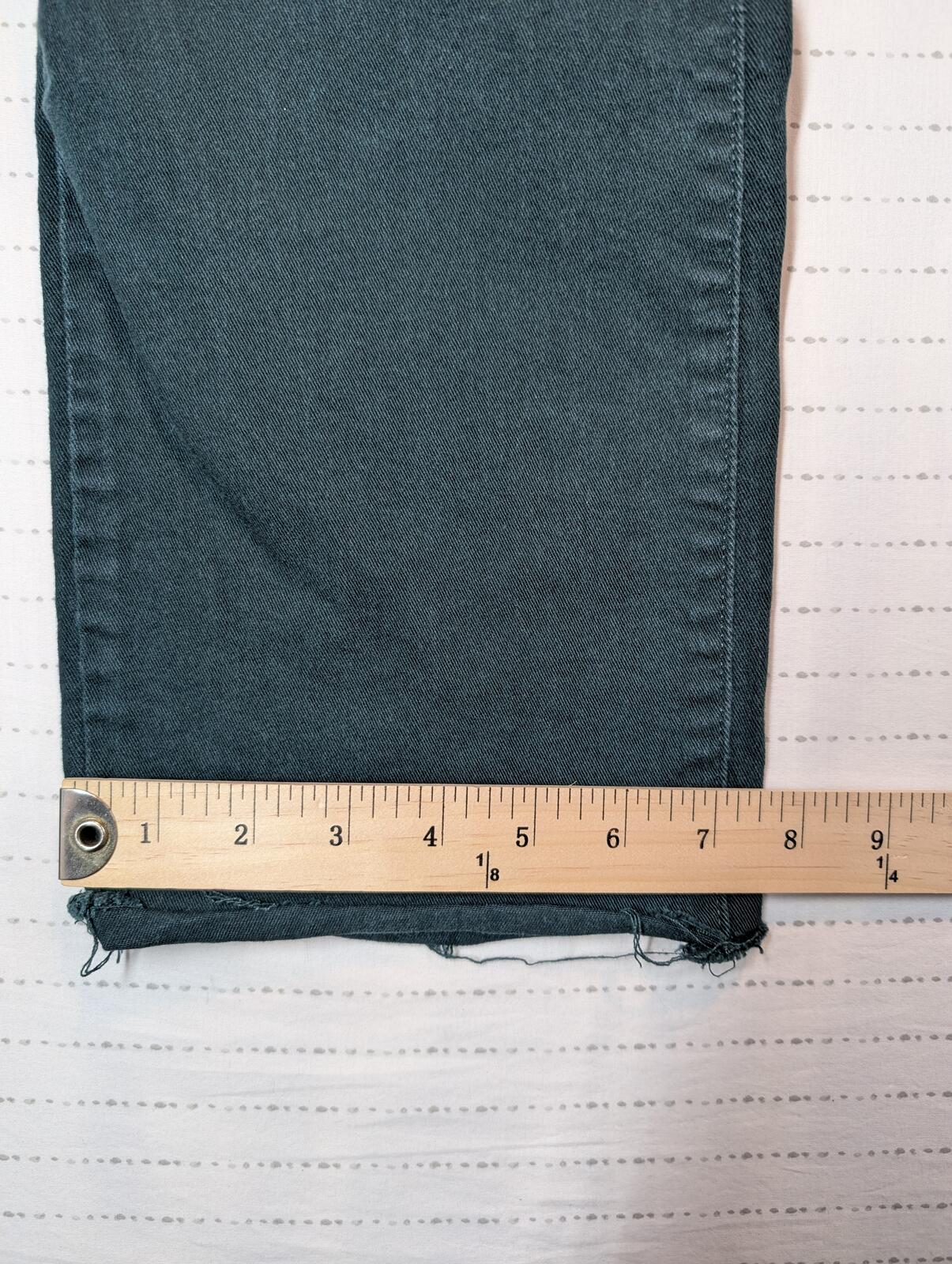 Levi's 505 Straight Faded Dark Wash Raw Hem Cropped Denim Jeans Mens Size 30x28 - Image 8