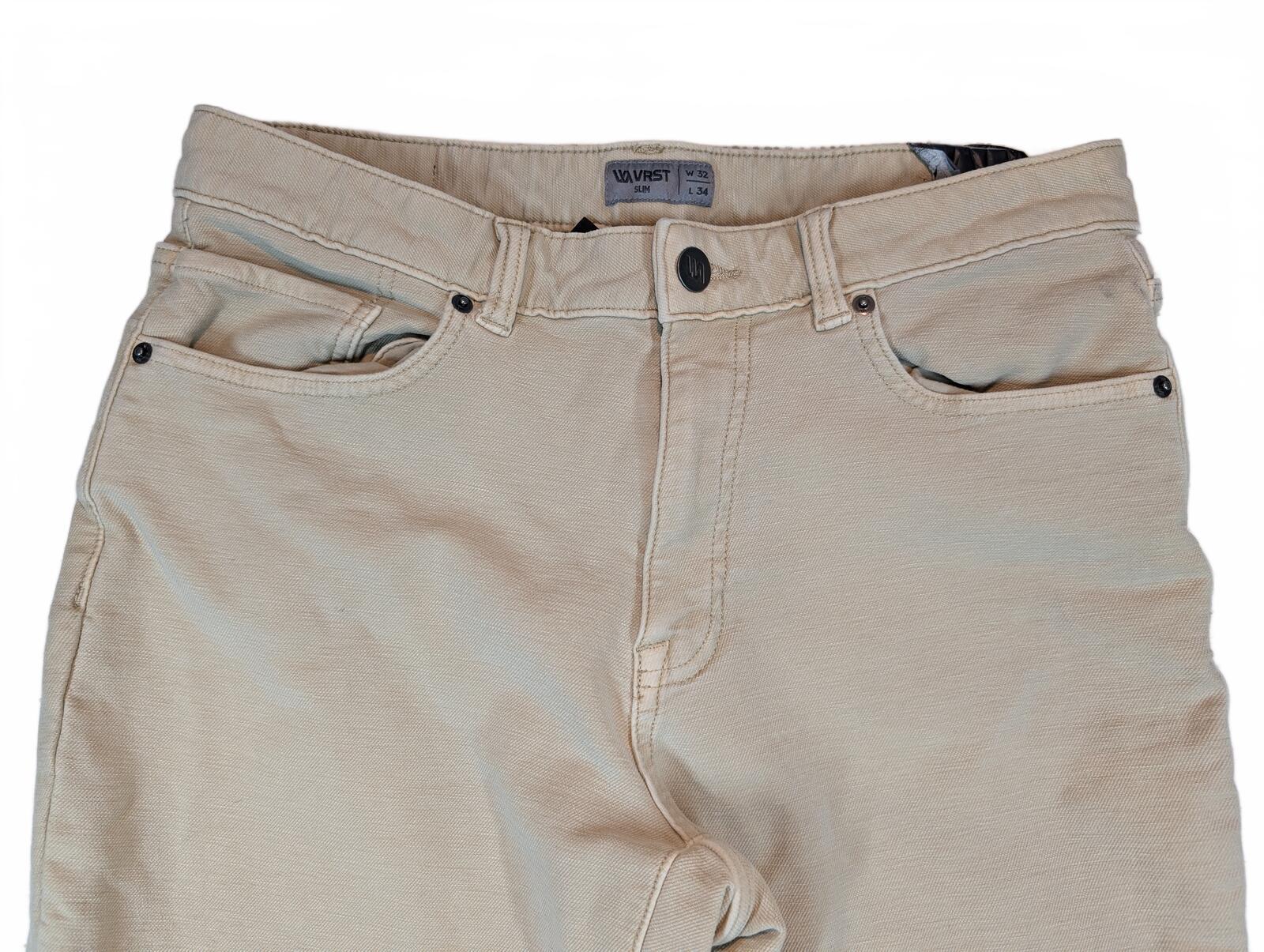 VRST Slim Five Pocket Chino Casual Travel Office Pants Khaki Beige Mens 32x34 - Image 2