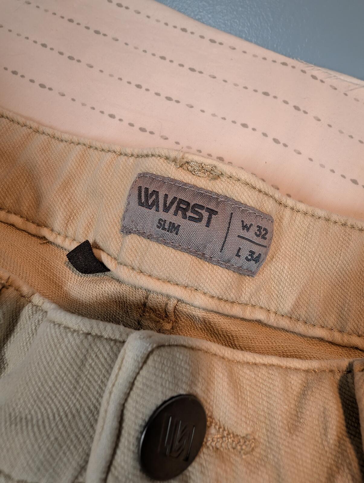 VRST Slim Five Pocket Chino Casual Travel Office Pants Khaki Beige Mens 32x34 - Image 7