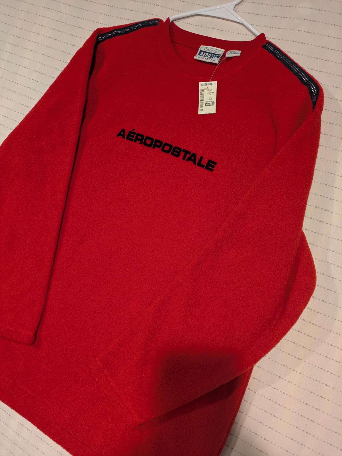 Aeropostale Aero-Tec Crimson Fleece Pullover Logo Long Sleeve Sweatshirt Mens XL - Image 3