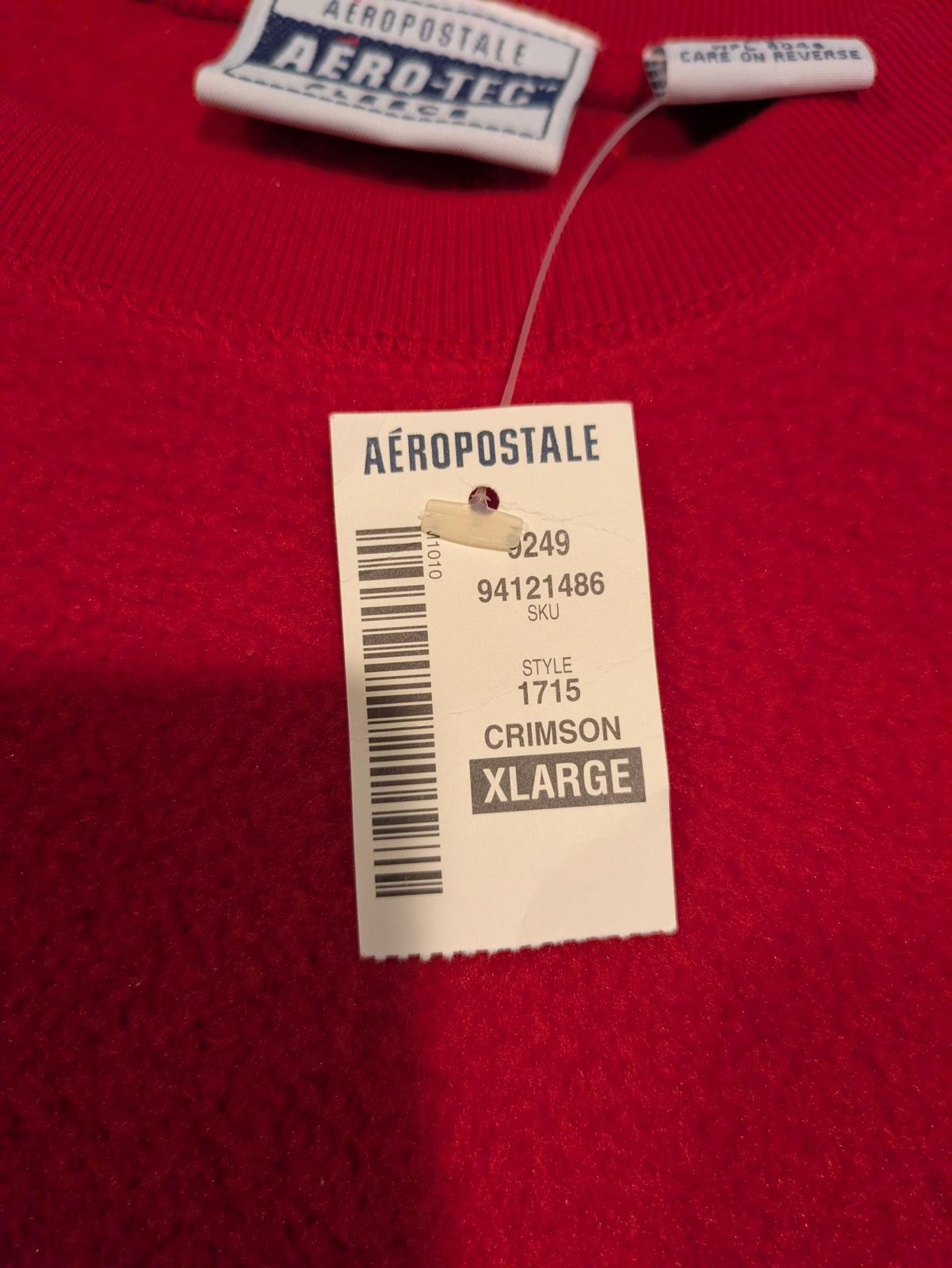 Aeropostale Aero-Tec Crimson Fleece Pullover Logo Long Sleeve Sweatshirt Mens XL - Image 4