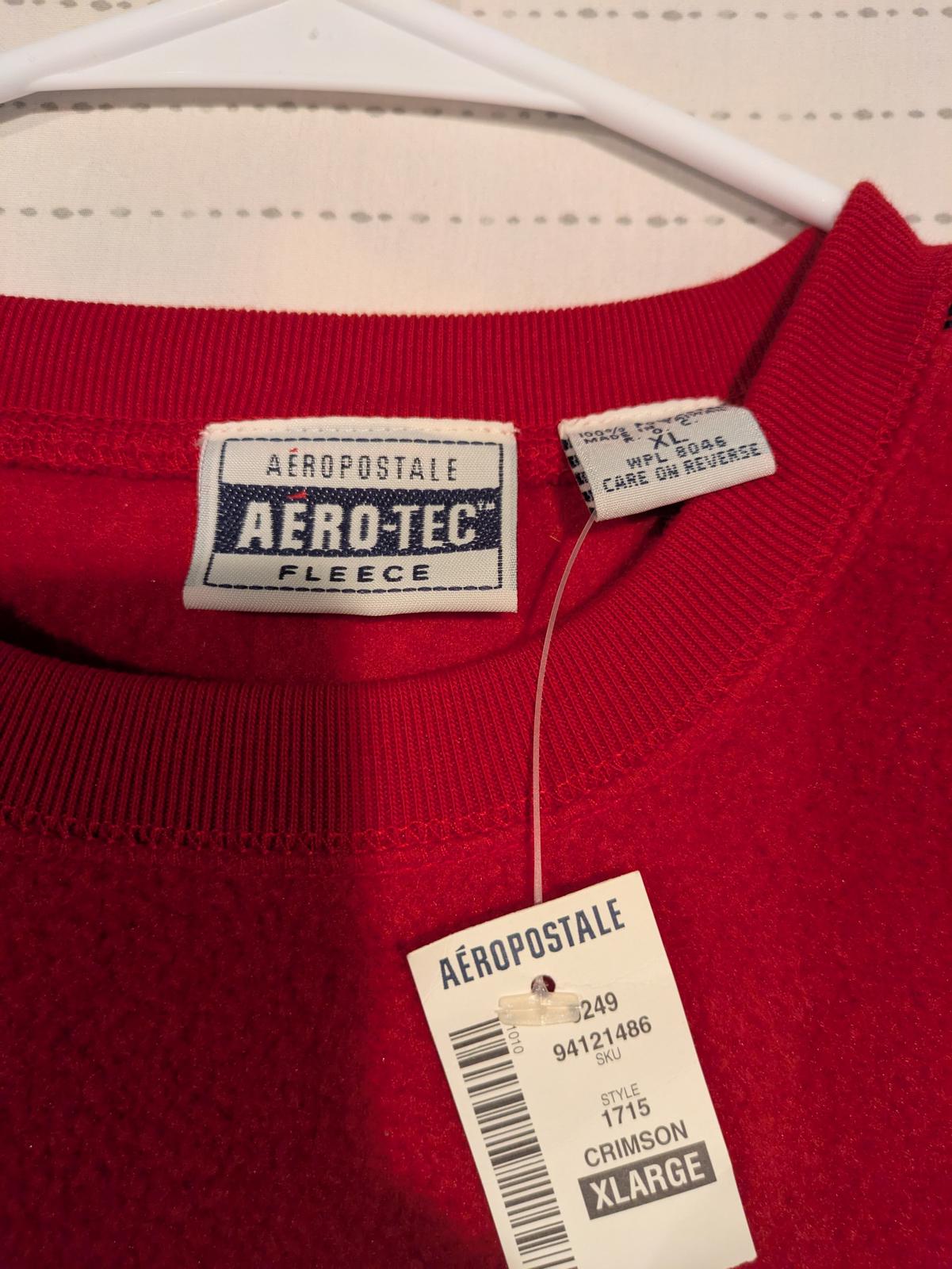 Aeropostale Aero-Tec Crimson Fleece Pullover Logo Long Sleeve Sweatshirt Mens XL - Image 5