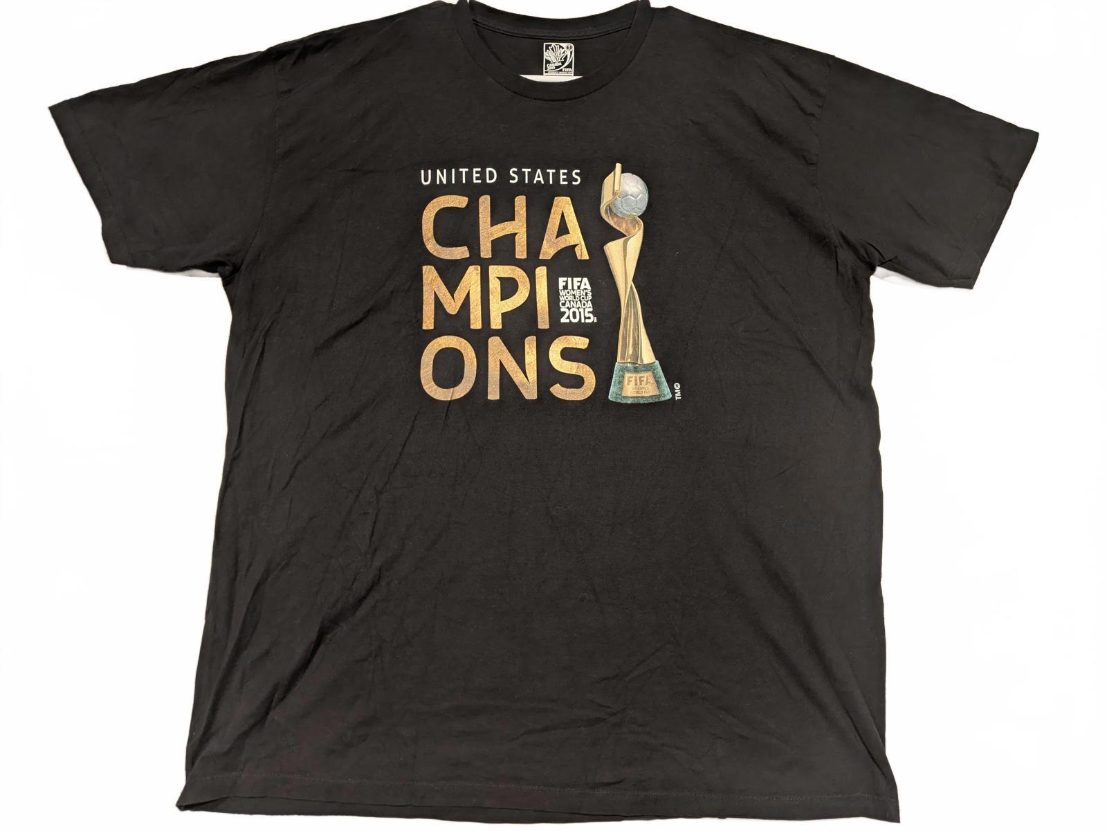 FIFA Womens World Cup 2015 USA Champions Trophy Black Soccer T-Shirt Mens XL