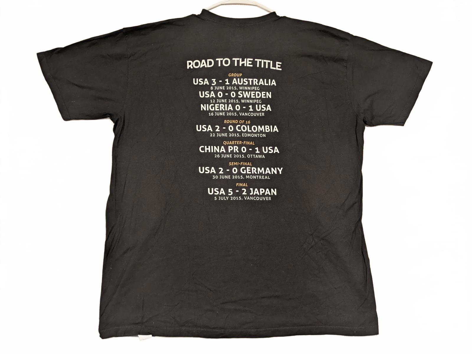 FIFA Womens World Cup 2015 USA Champions Trophy Black Soccer T-Shirt Mens XL - Image 2