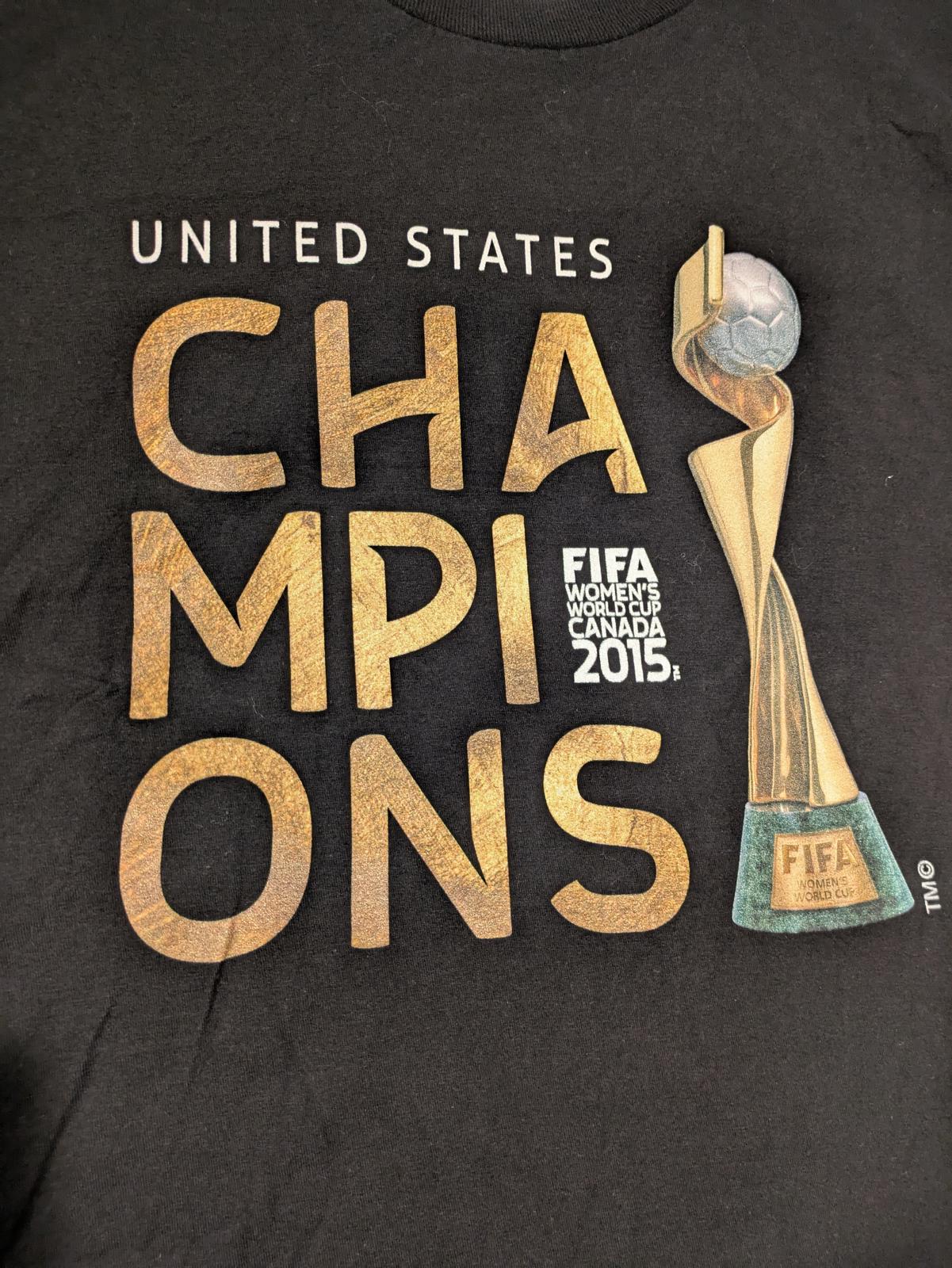 FIFA Womens World Cup 2015 USA Champions Trophy Black Soccer T-Shirt Mens XL - Image 3