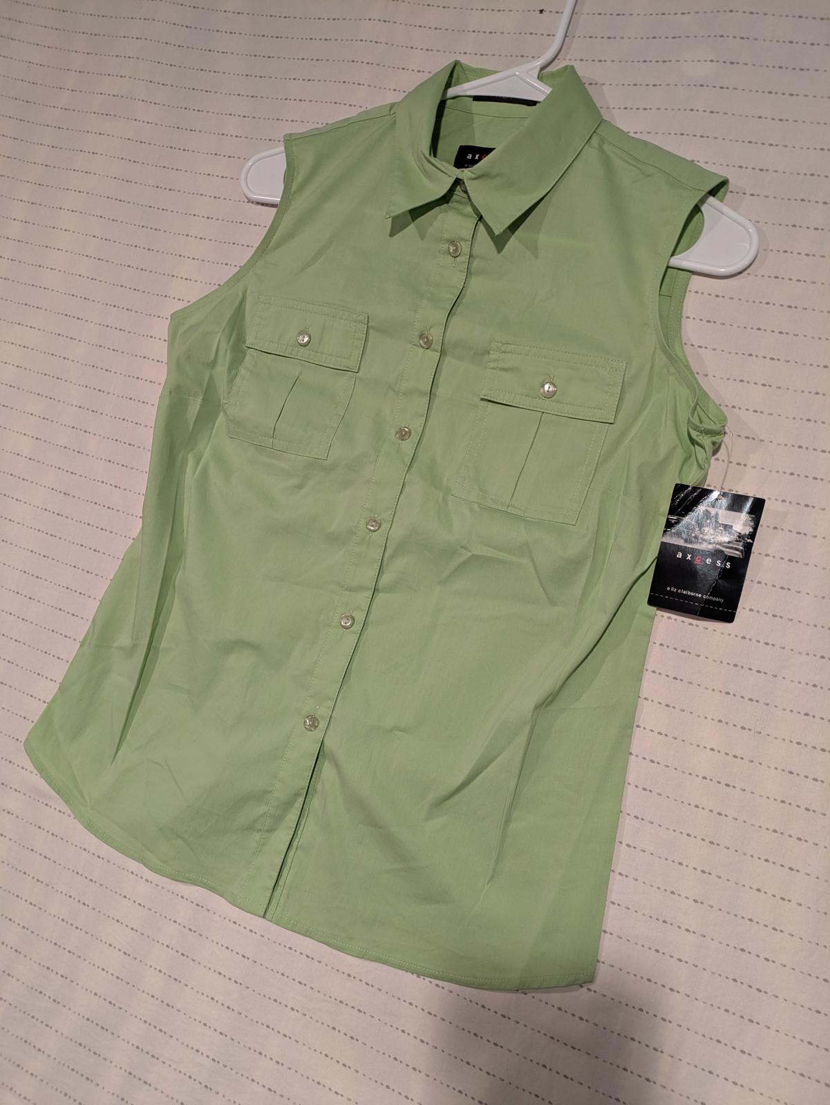 Axcess Sleeveless Button-Up Shirt Vest - Light Green - Womens Size Small - Image 2