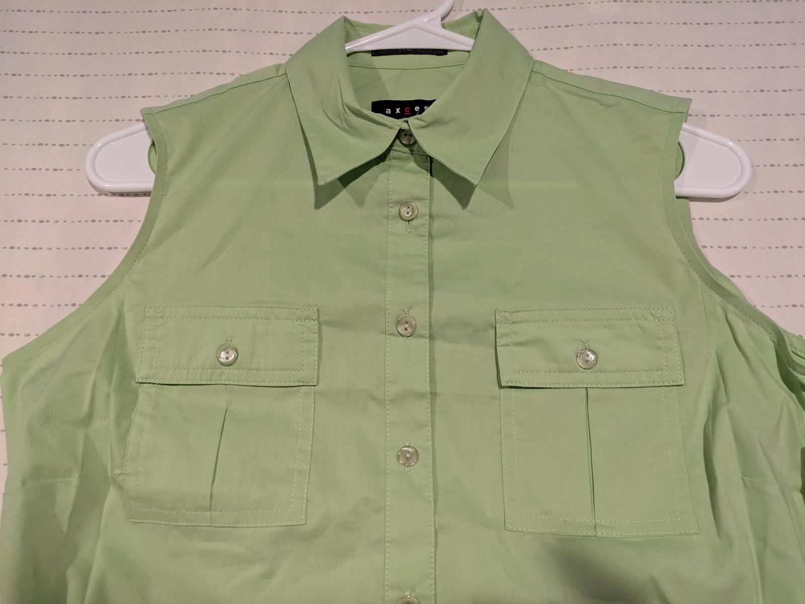 Axcess Sleeveless Button-Up Shirt Vest - Light Green - Womens Size Small - Image 5