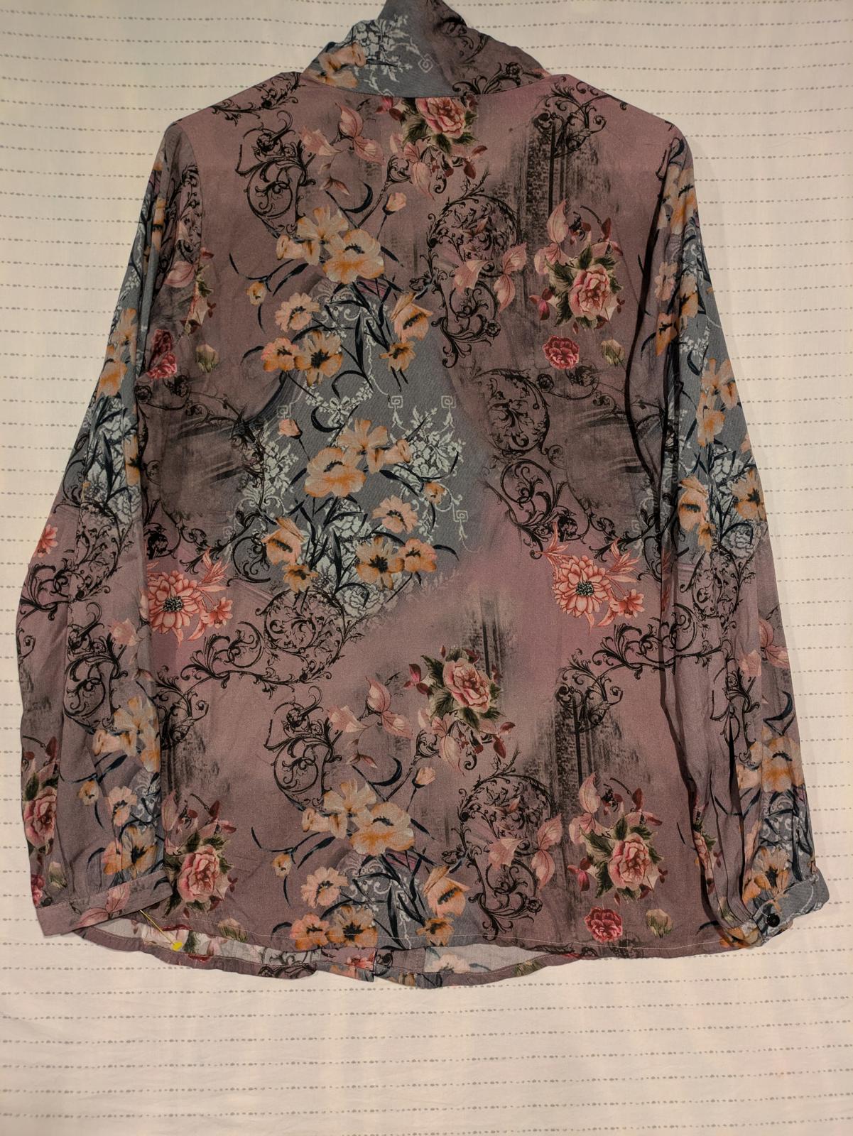 Tolani Floral Print Long Sleeve Blouse Neck Wrap Tie Choker Womens Small NWT - Image 10