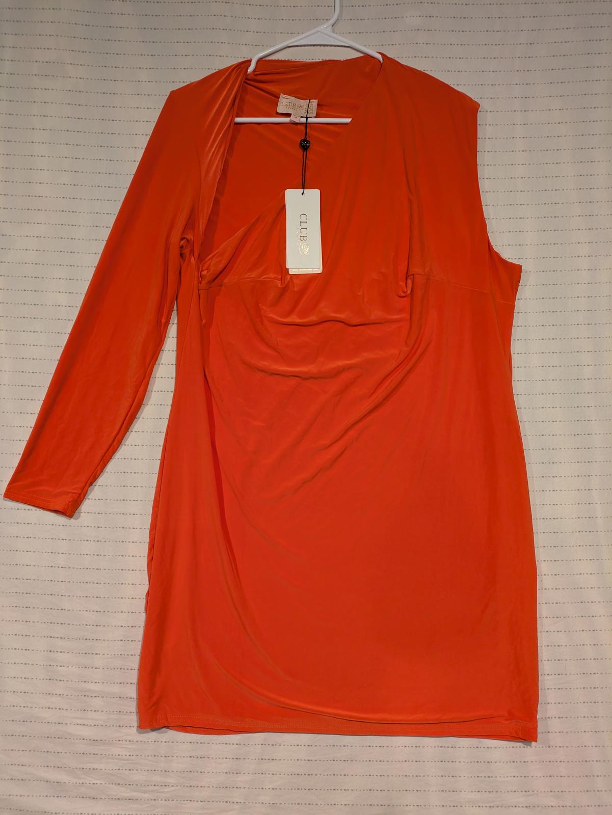 Club London Chic Women's Long One Sleeve Tunic Bright Peach Orange Size 24 20x35 - Image 2