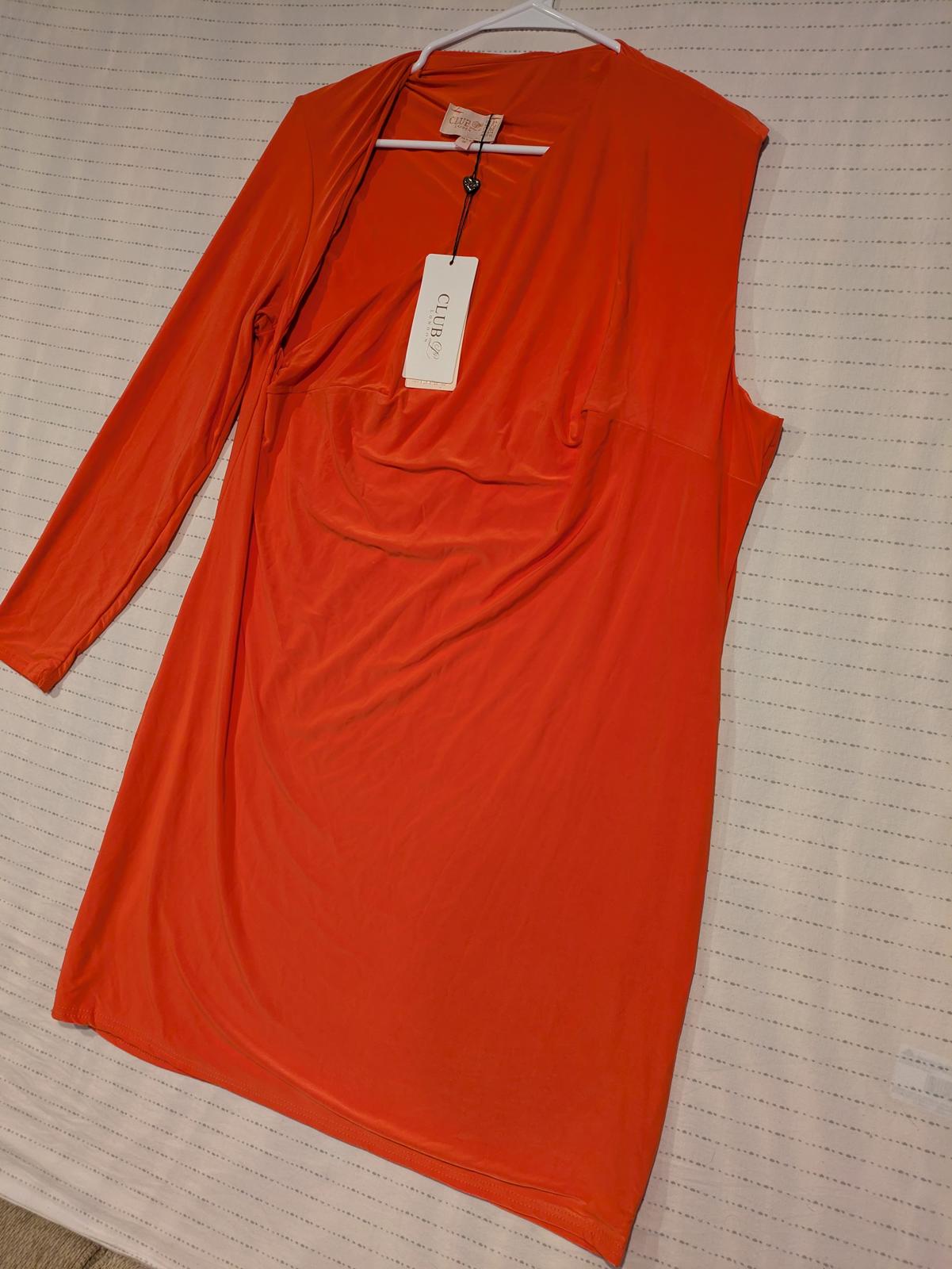 Club London Chic Women's Long One Sleeve Tunic Bright Peach Orange Size 24 20x35 - Image 3