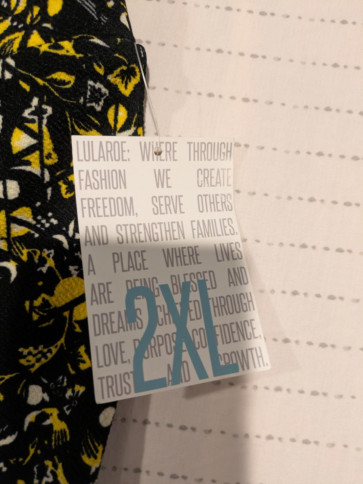 Lularoe Cassie Pencil Skirt - Black Yellow Floral - Size 2XL 36x26 Stretch - Image 5