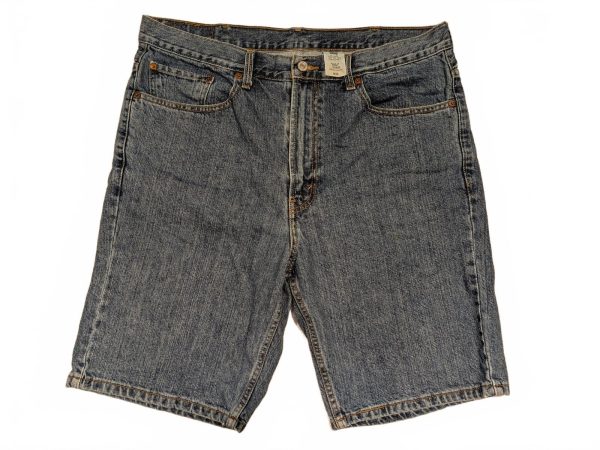 Levis 505 Regular Fit Denim Shorts Blue Jean Cut Off Button Fly Mens 38 37x10