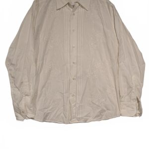 Fumagalli Floral Embroidered White Shirt Mens Large Long Sleeve Button Down