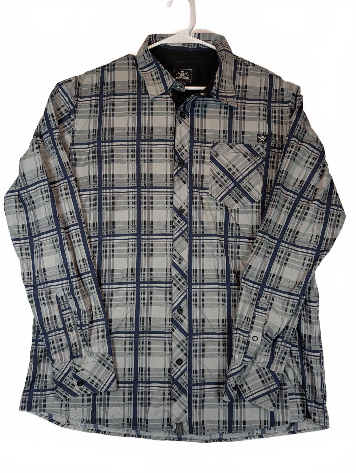 DC Shoes Plaid Button Up Shirt Long Sleeve Skate Streetwear Mens XL