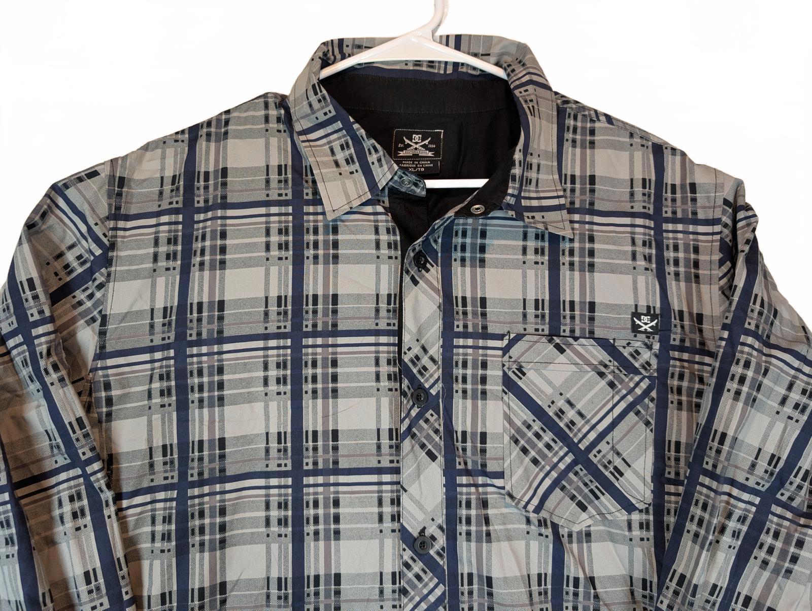 DC Shoes Plaid Button Up Shirt Long Sleeve Skate Streetwear Mens XL - Image 3