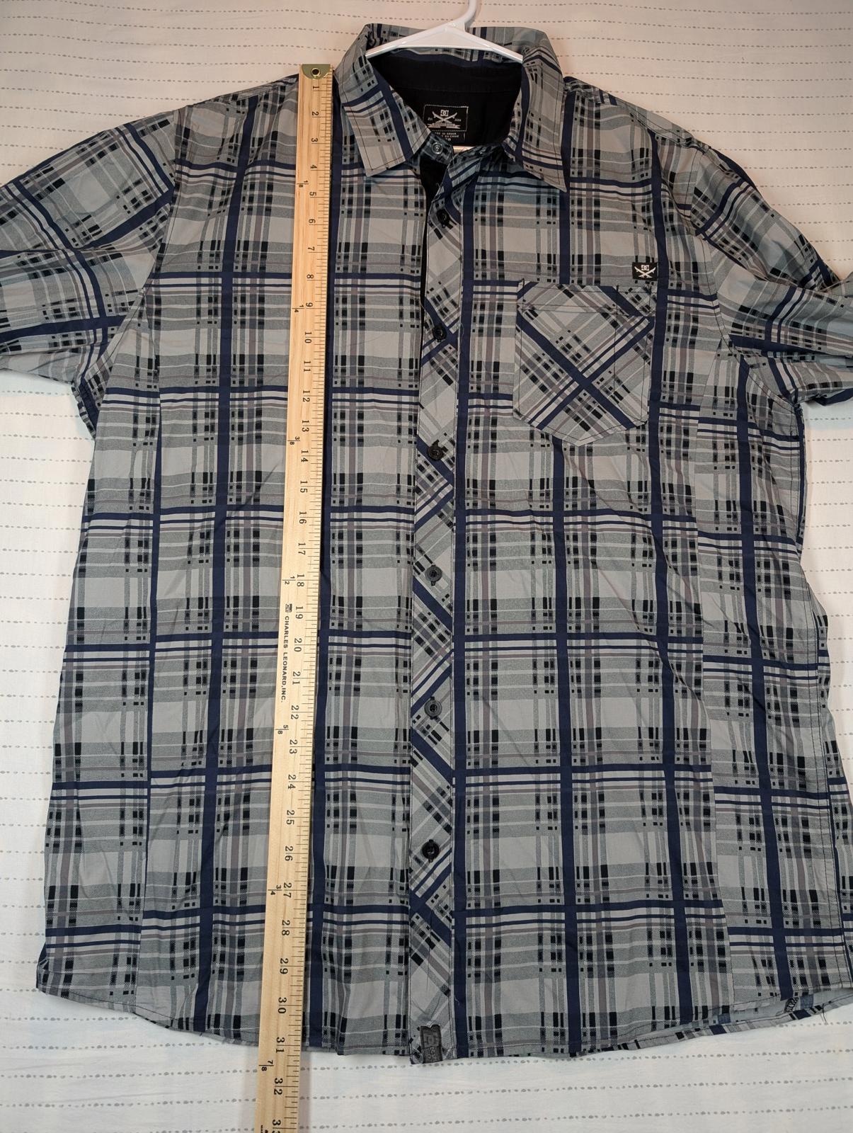 DC Shoes Plaid Button Up Shirt Long Sleeve Skate Streetwear Mens XL - Image 7