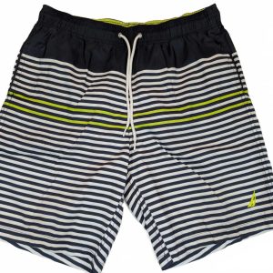 Nautica Striped Swim Trunks Board Shorts Drawstring Mens Medium Blue 32x9
