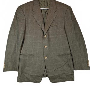 Pal Zileri Wool Cashmere Blazer Sport Coat Italy Mens 40R Green Plaid