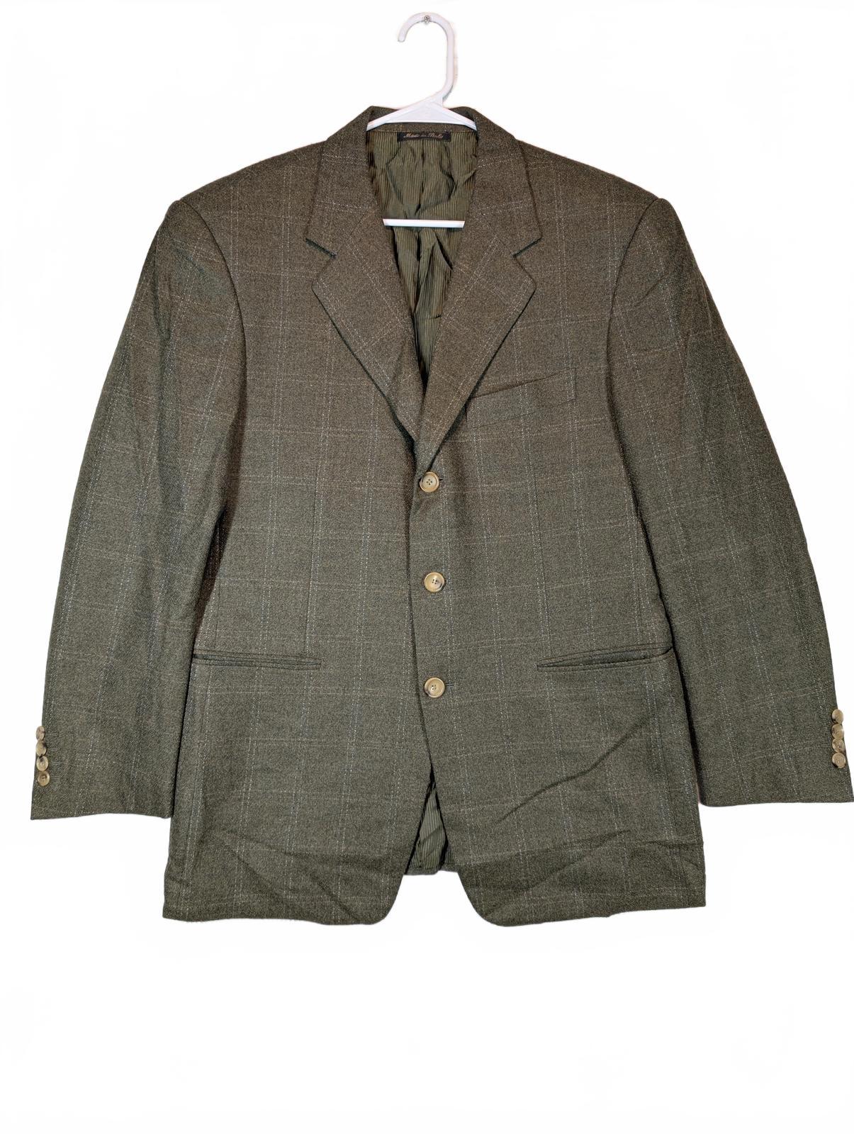 Pal Zileri Wool Cashmere Blazer Sport Coat Italy Mens 40R Green Plaid