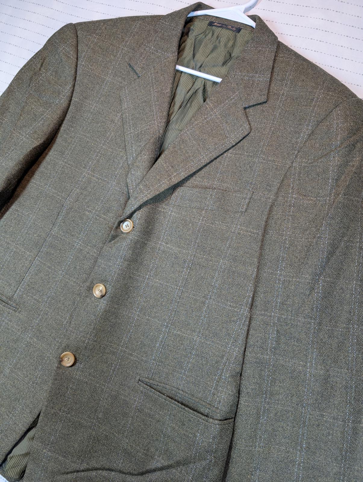 Pal Zileri Wool Cashmere Blazer Sport Coat Italy Mens 40R Green Plaid - Image 3