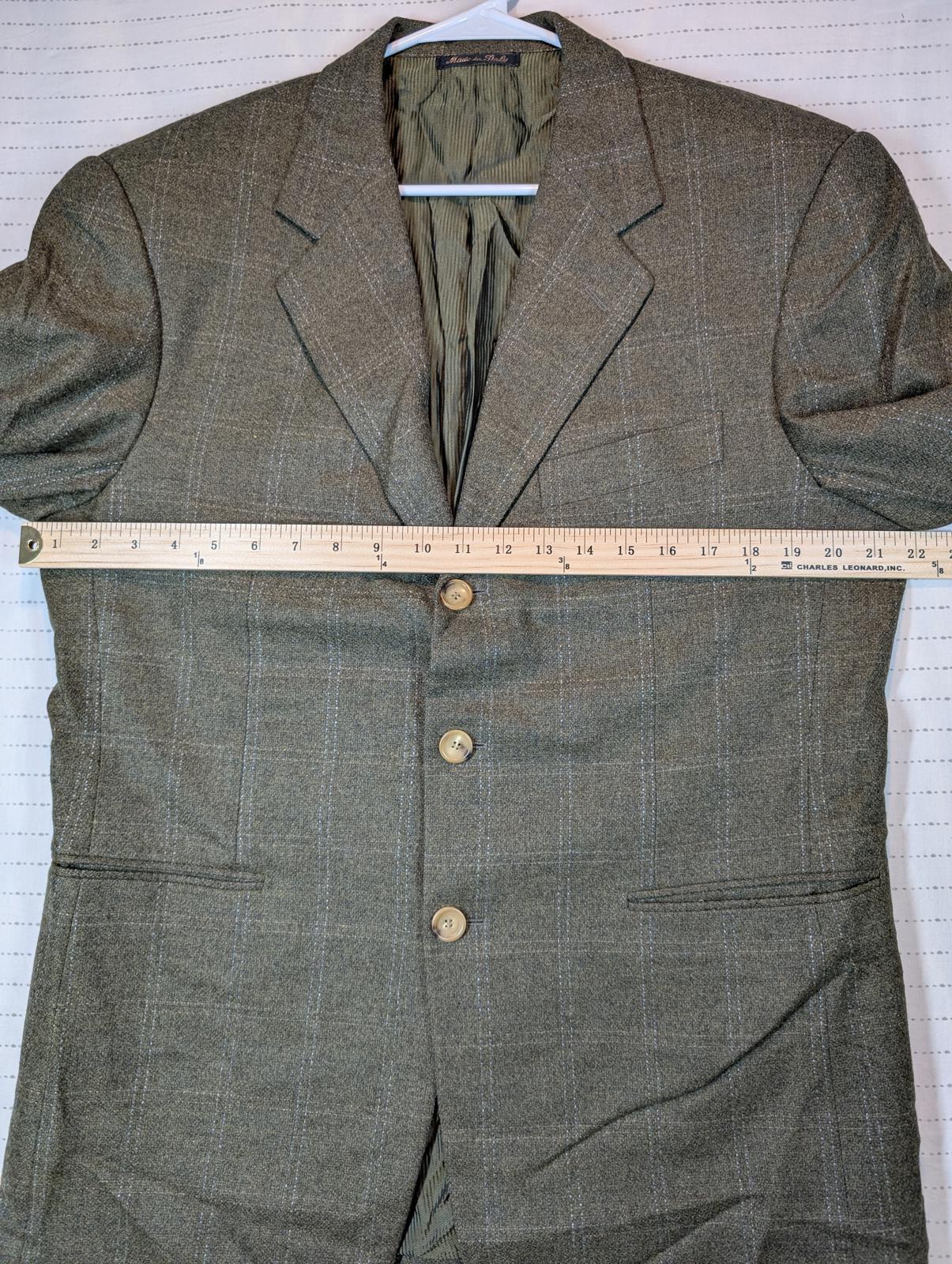 Pal Zileri Wool Cashmere Blazer Sport Coat Italy Mens 40R Green Plaid - Image 5