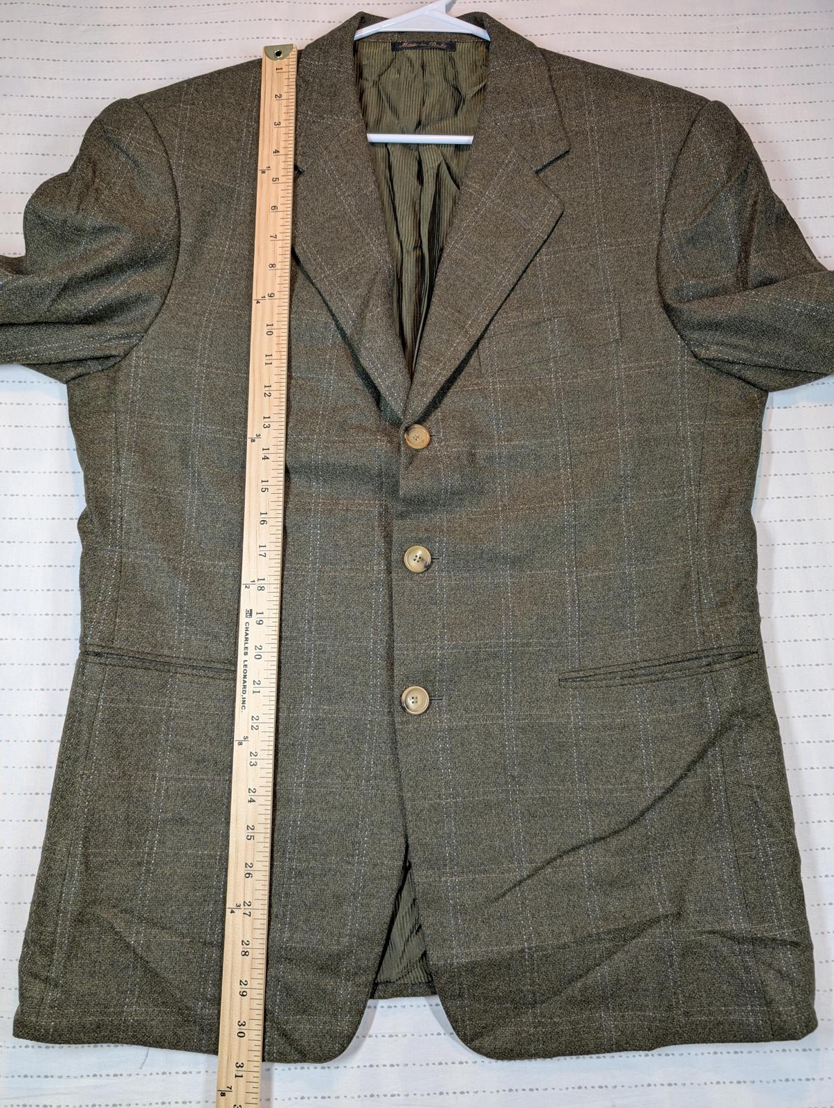 Pal Zileri Wool Cashmere Blazer Sport Coat Italy Mens 40R Green Plaid - Image 6