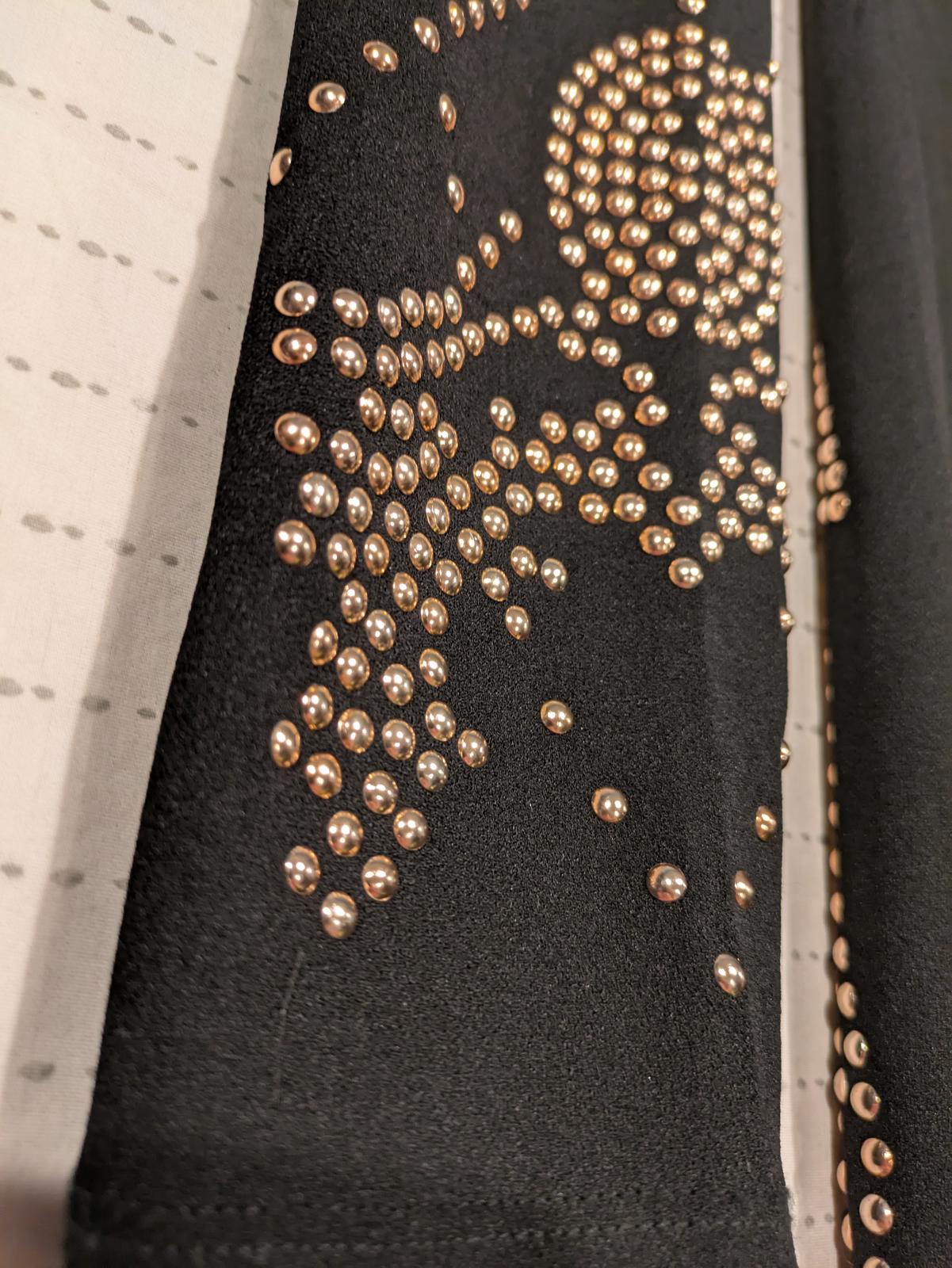 Revamped Elegant Black Beaded Rose Gold Studded Dress with Zip-Up Detail - Image 3