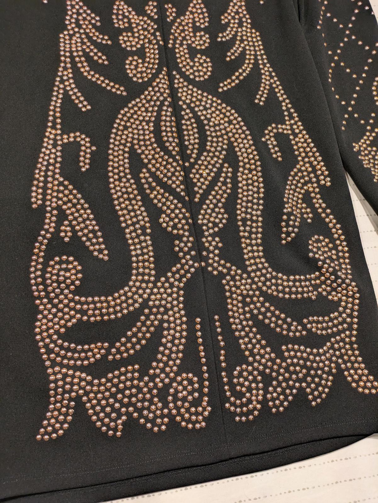Revamped Elegant Black Beaded Rose Gold Studded Dress with Zip-Up Detail - Image 5