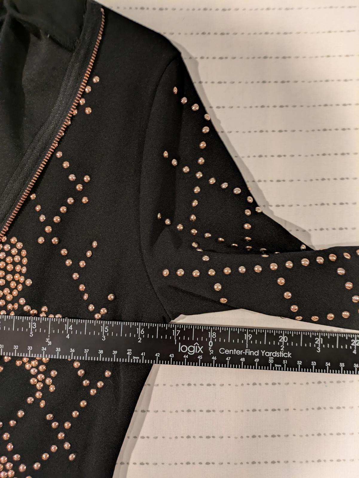 Revamped Elegant Black Beaded Rose Gold Studded Dress with Zip-Up Detail - Image 8